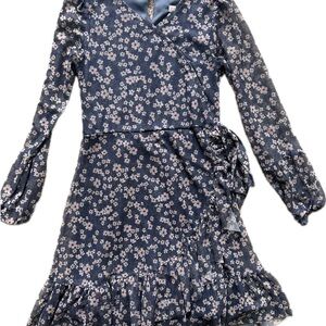 Navy Floral Wrap Dress for Kids